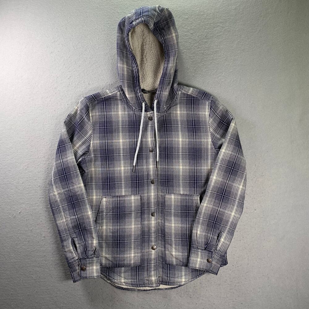 The North Face Hooded Jacket Womens Small Plaid Sherpa Lined Shacket